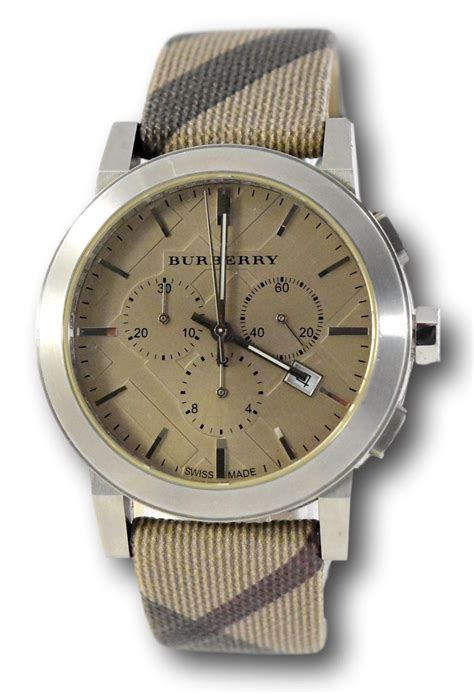 burberry check strap watch mens|Burberry watch men's leather strap.